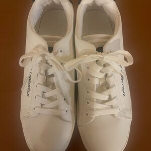 Karl Lagerfeld Classic White Lace-Up Sneakers